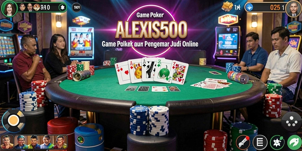 Tampilan screenshot ALEXIS500 menampilkan intensitas gameplay Poker yang menegangkan.