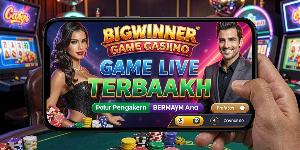 Screenshot gameplay BIGWINNER menampilkan dealer langsung dan aksi permainan yang seru.