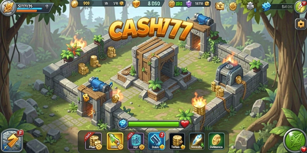 Gameplay menegangkan dalam Tower Defense CASH777.