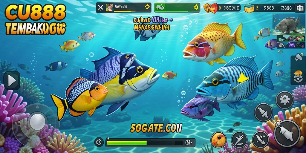 Tampilan gameplay seru dari CU888 dengan aksi menembak ikan.