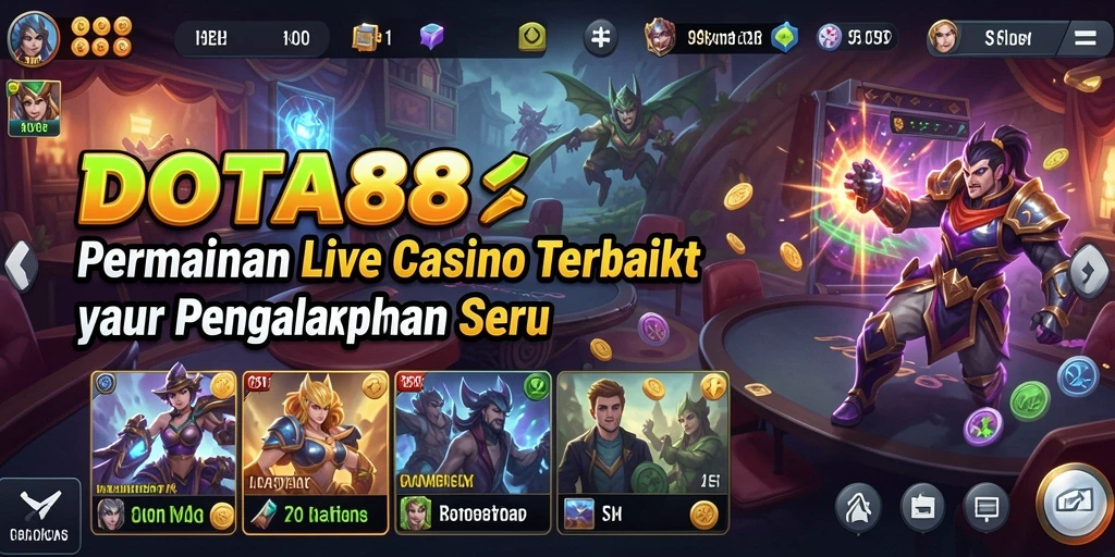 Screenshot gameplay DOTA88 menampilkan dealer live dan suasana kasino yang menarik.