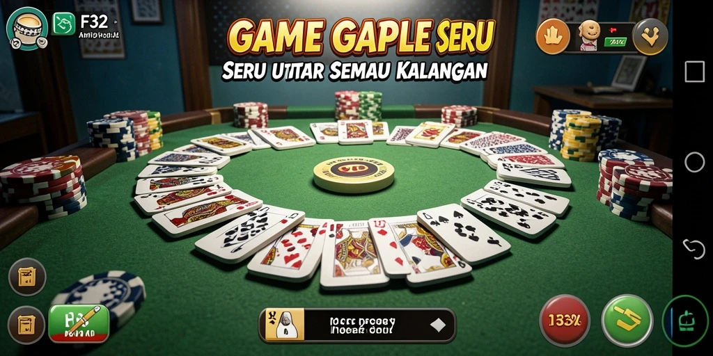 Tampilan gameplay seru dan interaktif dalam F32 yang menampilkan Gaple.