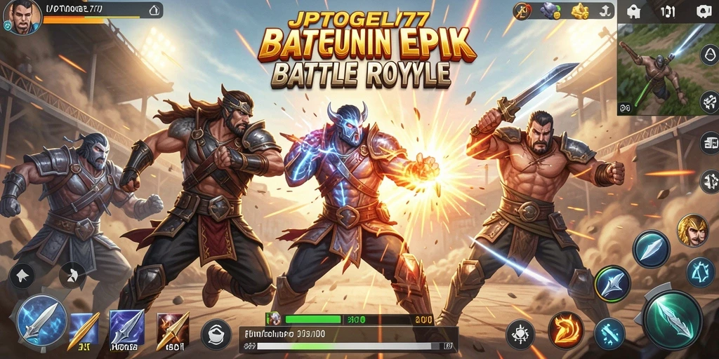 Gameplay mendebarkan dalam JPTOGEL77 Battle Royale.