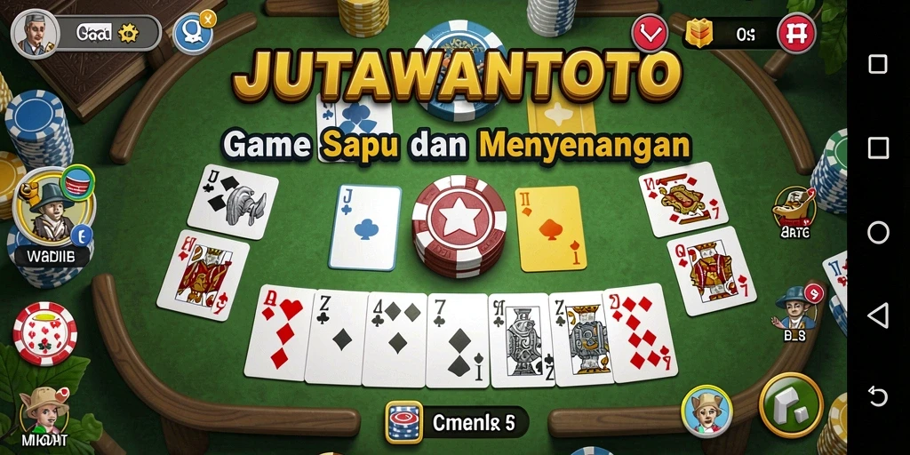 Screenshot utama JUTAWANTOTO menampilkan momen seru permainan Gaple.