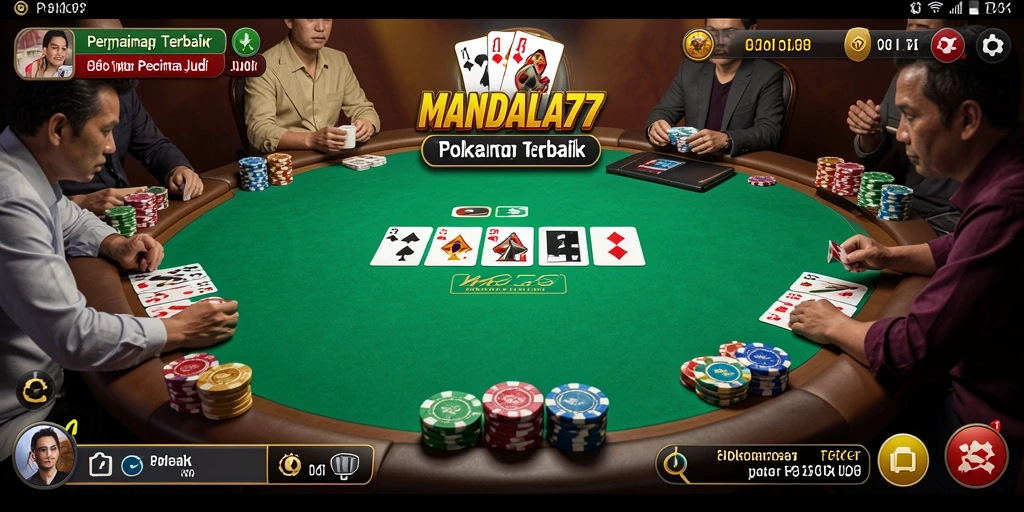 Tangkapan layar MANDALA77 menampilkan pemain terlibat di meja Poker.