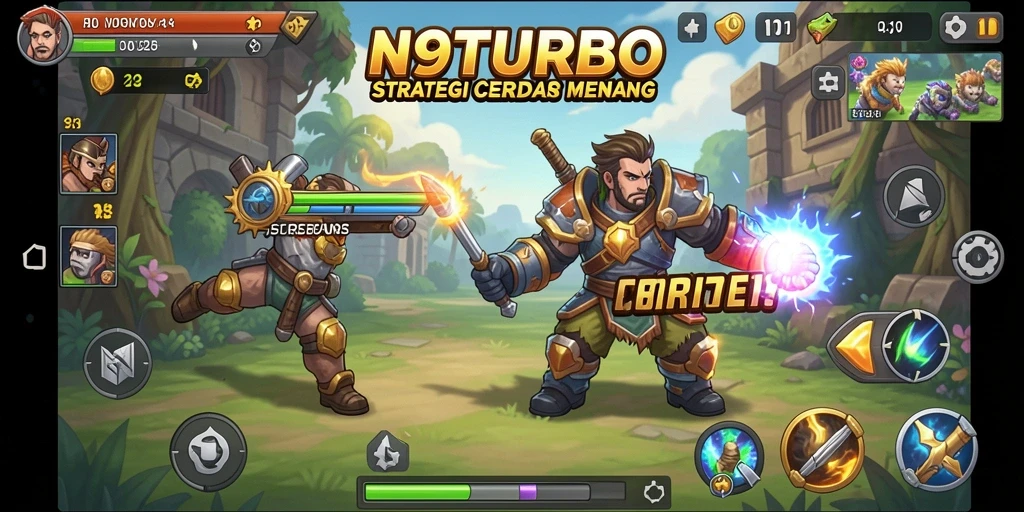 Tampilan gameplay N9TURBO dengan strategi yang menegangkan.