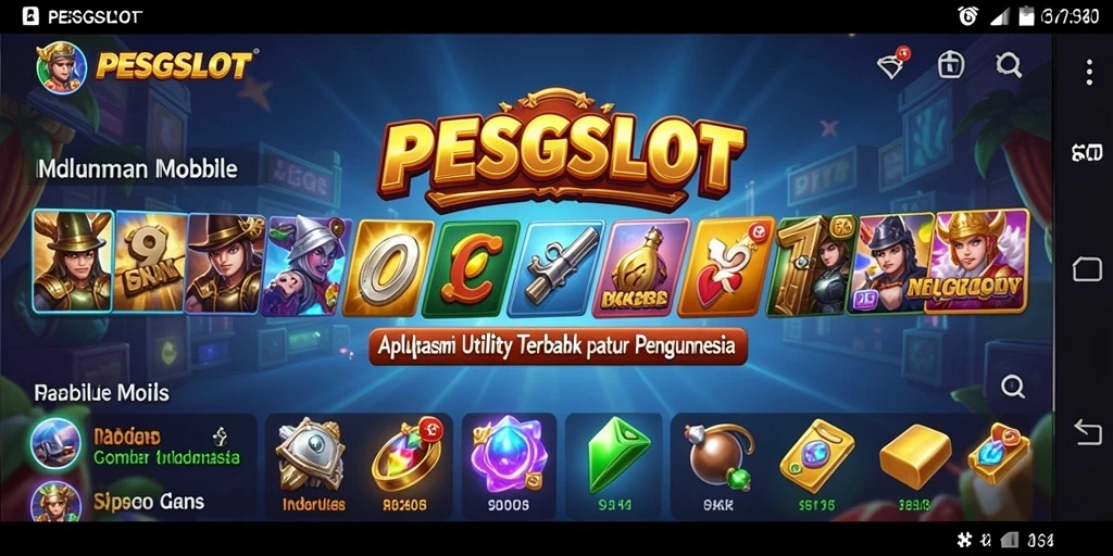 Tampilan utama aplikasi PESGSLOT dengan fitur-fitur Utility yang lengkap.