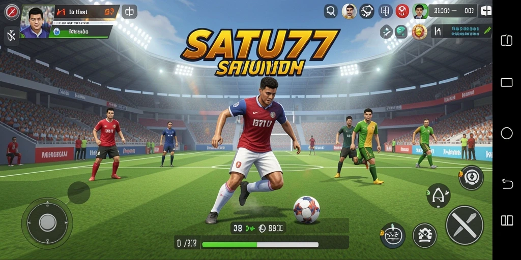 Screenshot utama SATU77 menampilkan aksi seru dalam gameplay olahraga.