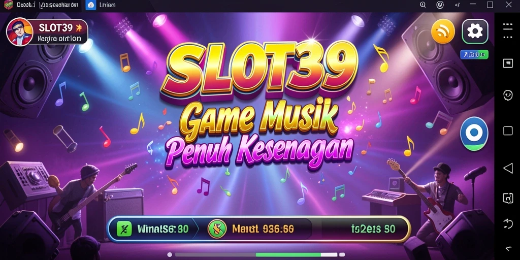 Screenshot menunjukkan pemain menikmati gameplay menarik SLOT39 dengan musik yang ceria.