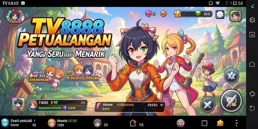Tampilan dinamis dari gameplay TV888 dengan karakter Anime.