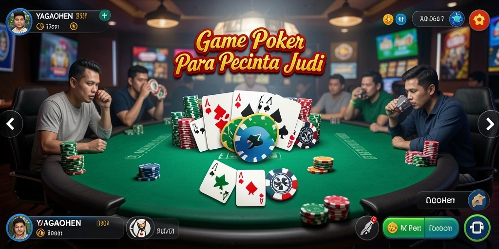 Tampilan gameplay YAGAOHEN dengan aksi Poker yang seru.